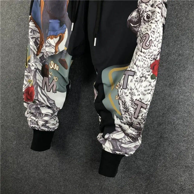 Mens Harem Joggers Patchwork Elastic Drawstring Street Hip Hop Pants Japanese Streetwear Harajuku EU Size - STYIEN