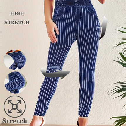 CUHAKCI Retro Printed High Waist Women's Leggings Sexy Retro Elastic Fashion Sports Fitness Soft Pencil Pants - STYIEN