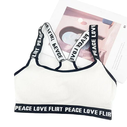Women's Sports Bra Push Up Fitness Bra Yoga Bra Sport Underwear Running Gym Fitness Tops Black White Letters Seamless Underwear - STYIEN