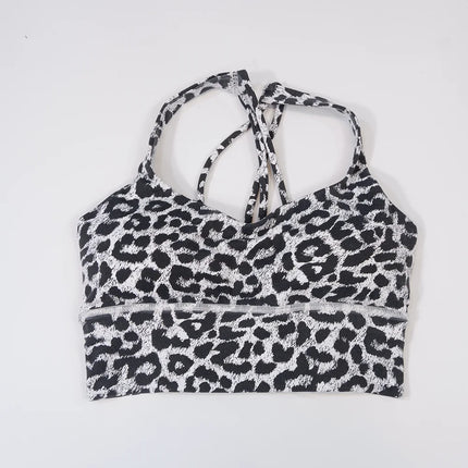 Leopard Print Bra Sports Bra Gym Running Top Women's Camisole Breathable Vest Sweat-absorbent Underwear - STYIEN