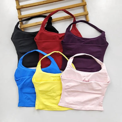 Women's Backless Hanging Necks Fitness Bra Workout Tops Yoga Crop Sports Vest Sexy Gym Fitness Tank Top for Athletic Women - STYIEN