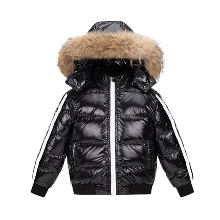 Clearance sale Fashion down jacket for boys girls filling duck down coats nature fur glossy wind-resistant water-repellent - STYIEN