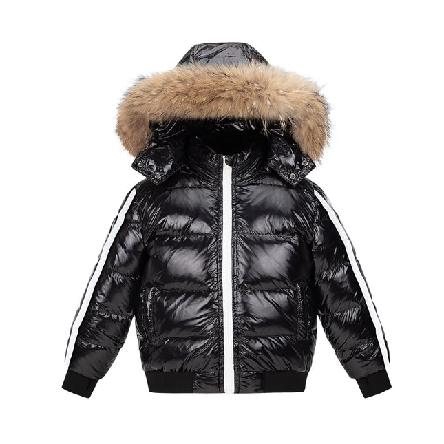 Clearance sale Fashion down jacket for boys girls filling duck down coats nature fur glossy wind-resistant water-repellent - STYIEN