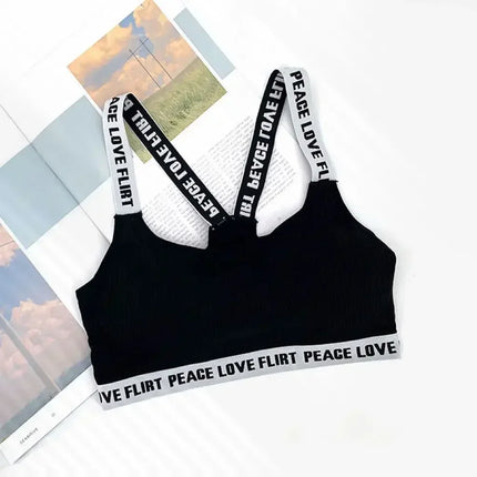 Women's Sports Bra Push Up Fitness Bra Yoga Bra Sport Underwear Running Gym Fitness Tops Black White Letters Seamless Underwear - STYIEN
