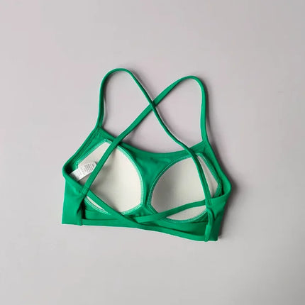 Women's Yoga Lingerie Crossed Beautiful Back Sexy Crop Top Big Breasts Shock-proof Pulling Fitness Fitness Sports Bra Vest Cloth - STYIEN