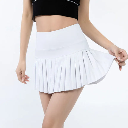 fashionable summer sports shorts women's pleated skirt anti glare short skirt running outdoor fitness breathable tennis skirt - STYIEN