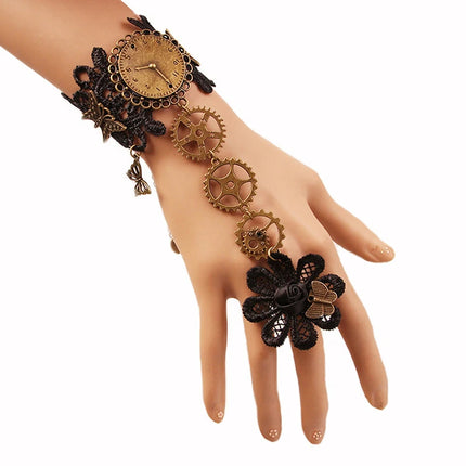 Women's Vintage Steampunk Gloves Wrist Cuff Gear Girls Jewelry Accessories Victorian Bracelets Costume Lace Handwear - STYIEN