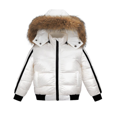 Clearance sale Fashion down jacket for boys girls filling duck down coats nature fur glossy wind-resistant water-repellent - STYIEN