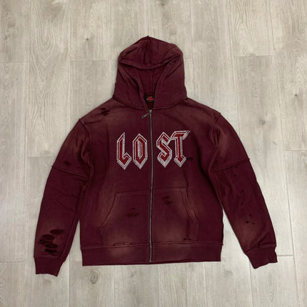 Men's Washed Cotton Hooded Sweatshirt Oversized Vintage Casual Pullover Rhinestone Accent Autumn Streetwear - STYIEN