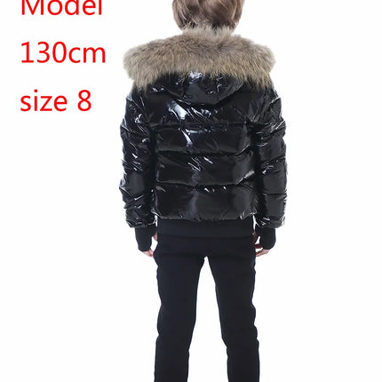 Clearance sale Fashion down jacket for boys girls filling duck down coats nature fur glossy wind-resistant water-repellent - STYIEN