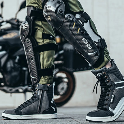 Motorcycle knee pads carbon fiber elbow pads anti-fall sports knee pads off-road motorcycle windproof riding protective gear - STYIEN