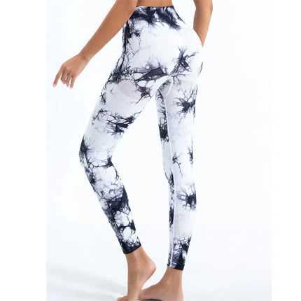 Women's Tie-Dye Seamless Peach Butt High Waist Butt Pants Stretch Fitness Yoga Pants - STYIEN