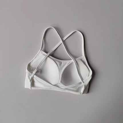 Women's Yoga Lingerie Crossed Beautiful Back Sexy Crop Top Big Breasts Shock-proof Pulling Fitness Fitness Sports Bra Vest Cloth - STYIEN