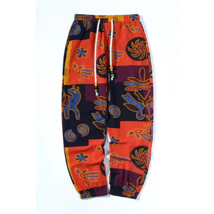 2025 New Fashion Summer Spring Autumn Men Floral Print Joggers Male Casual Summer Pants Mens Sweatpants Linen Pants Men Trouser - STYIEN