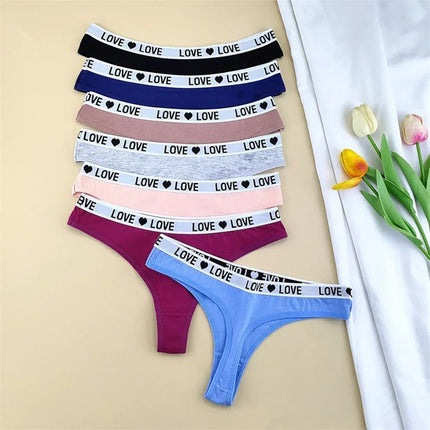3Pcs "Love" Letters Cotton Thong Sexy Ladies Panties Women's G-string Underwear Sexy Yoga Fitness T Pants - STYIEN