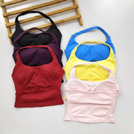 Women's Backless Hanging Necks Fitness Bra Workout Tops Yoga Crop Sports Vest Sexy Gym Fitness Tank Top for Athletic Women - STYIEN