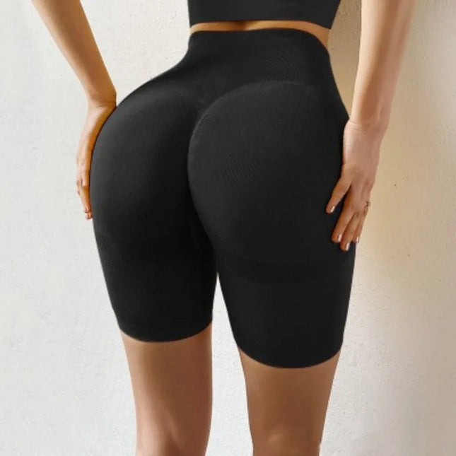 High Waist Sports Women Shorts Seamless Knit Shorts Sexy Hip Liftting Gym Running Cycling Stretchy Fashion Yoga Fitness Leggings - STYIEN