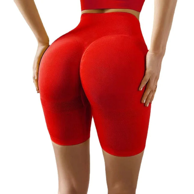 High Waist Sports Women Shorts Seamless Knit Shorts Sexy Hip Liftting Gym Running Cycling Stretchy Fashion Yoga Fitness Leggings - STYIEN