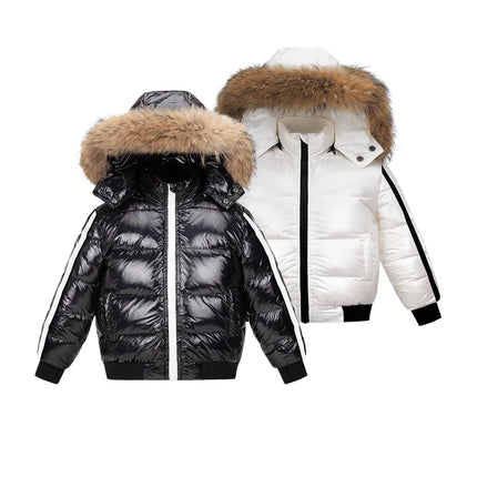Clearance sale Fashion down jacket for boys girls filling duck down coats nature fur glossy wind-resistant water-repellent - STYIEN