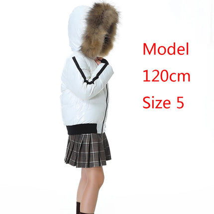 Clearance sale Fashion down jacket for boys girls filling duck down coats nature fur glossy wind-resistant water-repellent - STYIEN