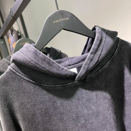 100 Percent Cotton Hoodies Unisex Vintage Black Acid Wash Hip Hop Sweatshirts Casual Pullover Hooded Shirt Y2K - STYIEN