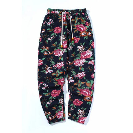 2025 New Fashion Summer Spring Autumn Men Floral Print Joggers Male Casual Summer Pants Mens Sweatpants Linen Pants Men Trouser - STYIEN