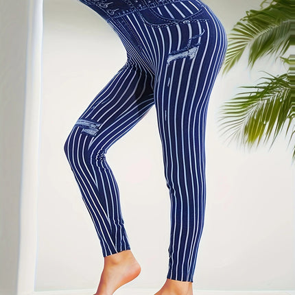 CUHAKCI Retro Printed High Waist Women's Leggings Sexy Retro Elastic Fashion Sports Fitness Soft Pencil Pants - STYIEN