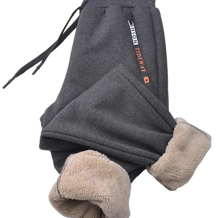 Winter Thick Warm Fleece Sweatpants For Men Joggers With Zip Pockets Drawstring Plus Size 6XL 7XL 8XL - STYIEN