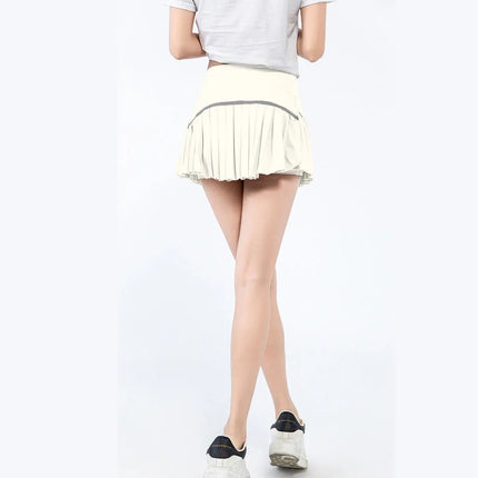 fashionable summer sports shorts women's pleated skirt anti glare short skirt running outdoor fitness breathable tennis skirt - STYIEN