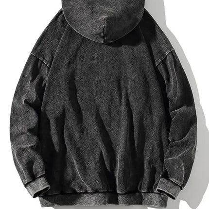 100 Percent Cotton Hoodies Unisex Vintage Black Acid Wash Hip Hop Sweatshirts Casual Pullover Hooded Shirt Y2K - STYIEN