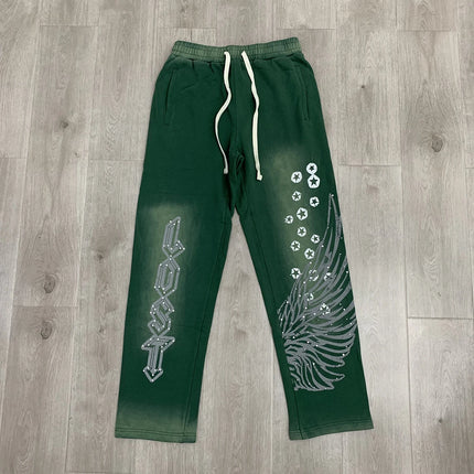 Men's Washed Cotton Hooded Sweatshirt Oversized Vintage Casual Pullover Rhinestone Accent Autumn Streetwear - STYIEN