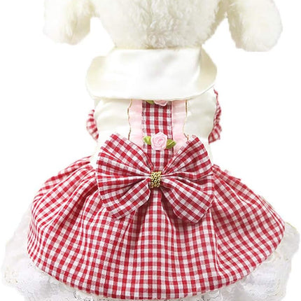 Dog Dress Cowboy Bow Jumpsuits Pets Party Clothes for Puppy Cat Lace Skirt Mesh Princess Tutu Dresses