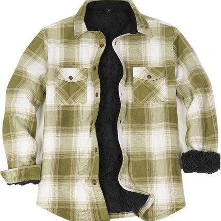 Men'S Warm Sherpa Lined Fleece Plaid Flannel Shirt Jacket(All Sherpa Fleece Lined)
