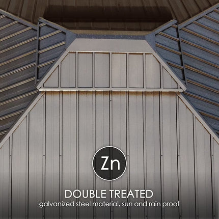 12-Ft X 16 Gazebo Brown Gazebo with Hardtop Roof (Screen Included) - STYIEN