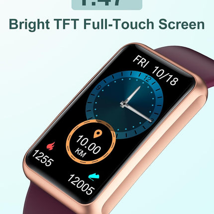Fitness Tracker No Bluetooth No APP No Phone Needed, Fitness Watch for Men Women Parents IP68 Waterproof with Full Touch Screen Steps Calories Counter Sleep Tracker Alarm Clocks (Purple)