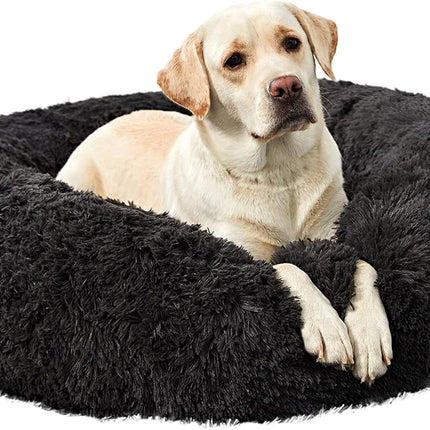 Washable Dog round Bed - Large Donut Dog Bed, Comfy Calming Cuddler