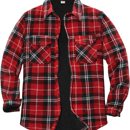 Men'S Warm Sherpa Lined Fleece Plaid Flannel Shirt Jacket(All Sherpa Fleece Lined) - STYIEN