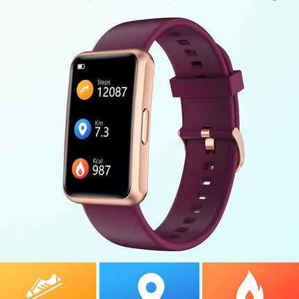 Fitness Tracker No Bluetooth No APP No Phone Needed, Fitness Watch for Men Women Parents IP68 Waterproof with Full Touch Screen Steps Calories Counter Sleep Tracker Alarm Clocks (Purple)