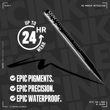 Epic Ink Liner, Waterproof Liquid Eyeliner - Black (Pack of 2), Vegan Formula - STYIEN