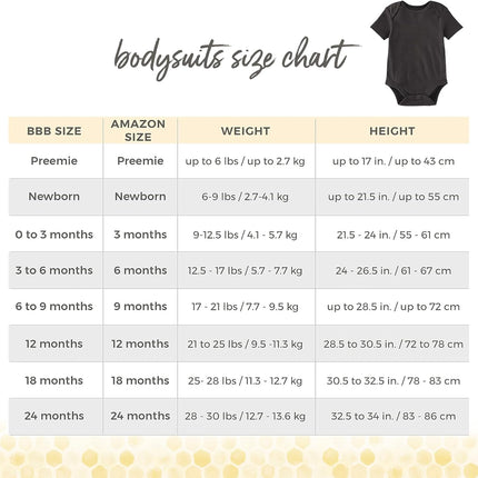 Unisex Short Sleeve Organic Cotton Bodysuits, 3-Pack