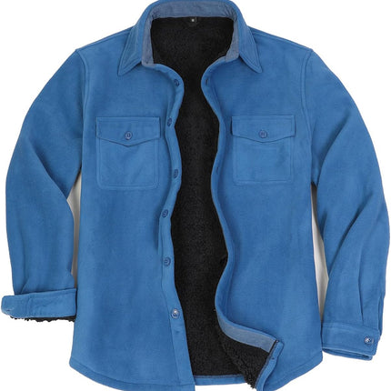 Men'S Warm Sherpa Lined Fleece Plaid Flannel Shirt Jacket(All Sherpa Fleece Lined)