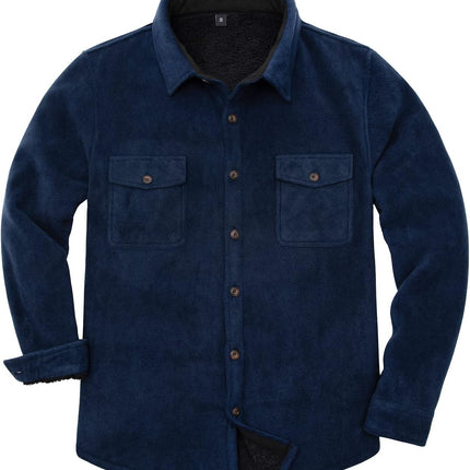 Men'S Warm Sherpa Lined Fleece Plaid Flannel Shirt Jacket(All Sherpa Fleece Lined) - STYIEN