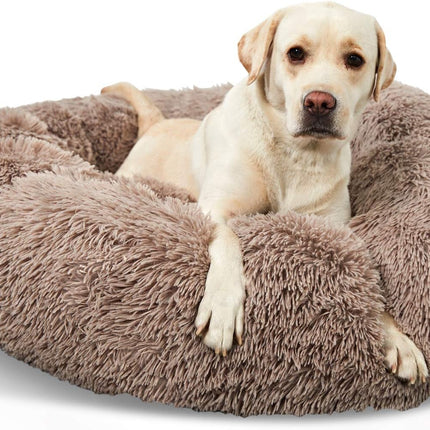 Washable Dog round Bed - Large Donut Dog Bed, Comfy Calming Cuddler