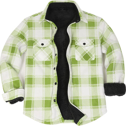 Men'S Warm Sherpa Lined Fleece Plaid Flannel Shirt Jacket(All Sherpa Fleece Lined)