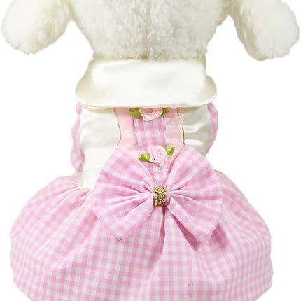 Dog Dress Cowboy Bow Jumpsuits Pets Party Clothes for Puppy Cat Lace Skirt Mesh Princess Tutu Dresses