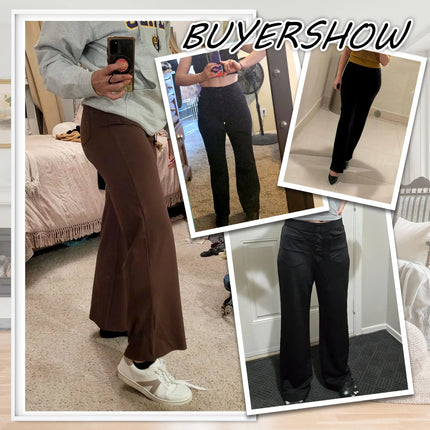 Women's High-Waisted Straight Leg Pants with Multiple Pockets - Stretchy Business Casual Trousers