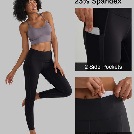 Anti-Nail Leggings for Women, Non-See-Through Yoga Pants with Phone Pockets, Tummy Control Full-Length/Capri Tights