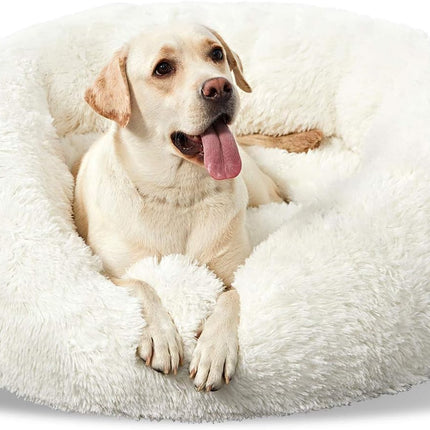 Washable Dog round Bed - Large Donut Dog Bed, Comfy Calming Cuddler